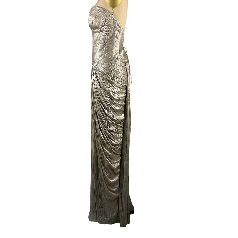 Maria Lucia Hohan Metallic Gunmetal Noor Gown Size 6 - Picture 3 of 7